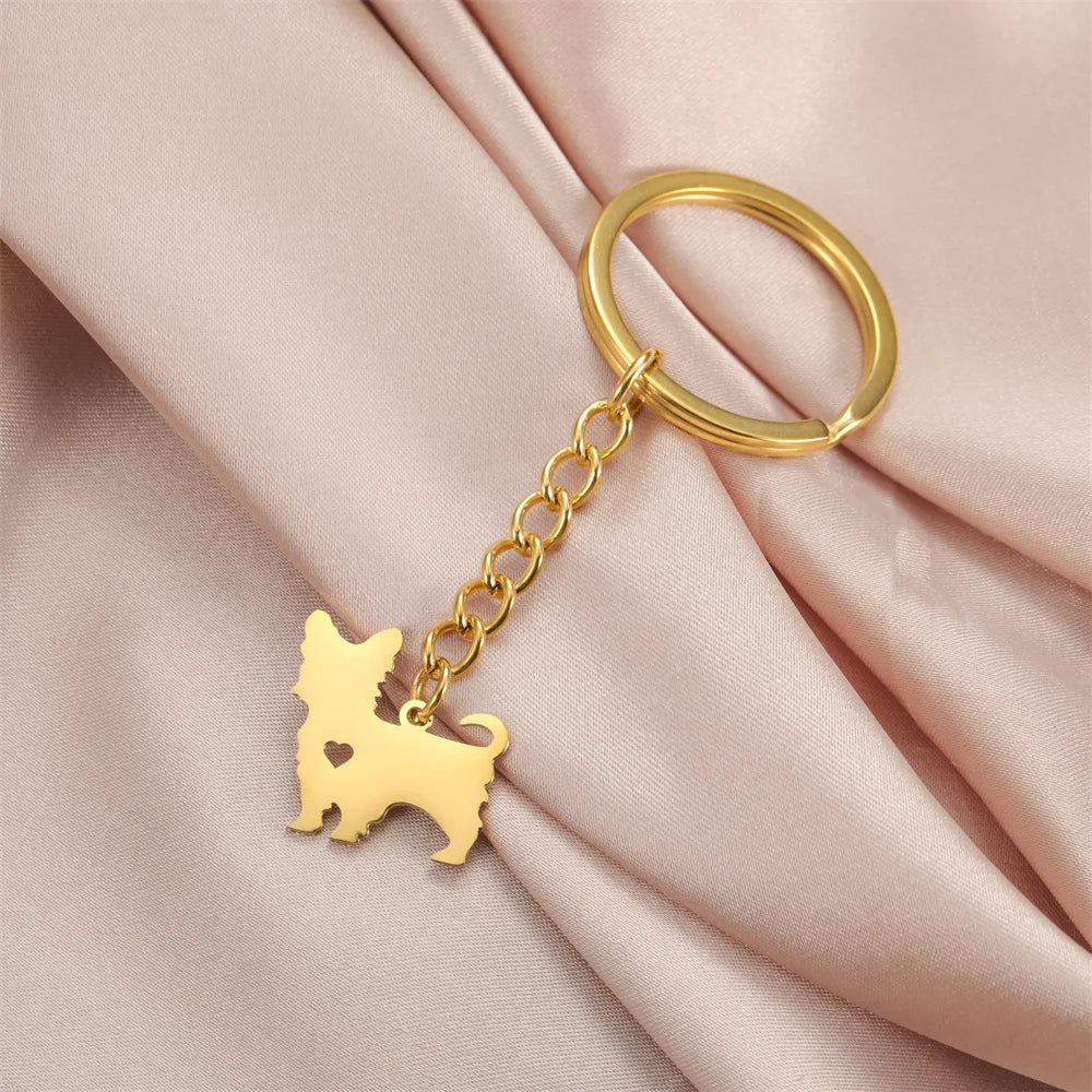 Cute Dog Samoye Keychain for Women Men Stainless Steel Dachshund Puppy Animal Lovers Key Ring for Car Backpack  Jewelry Gifts
