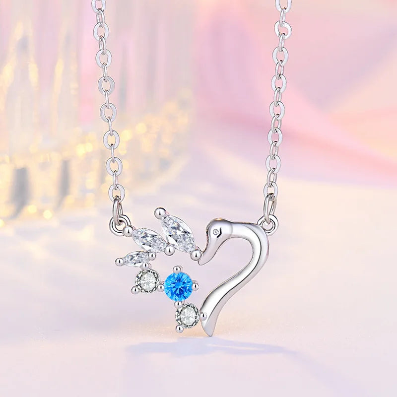 925 Sterling Silver Necklace Pendant Romance Heart Zircon High Quality For Woman Fashion Wedding Engagement Jewelry Gift