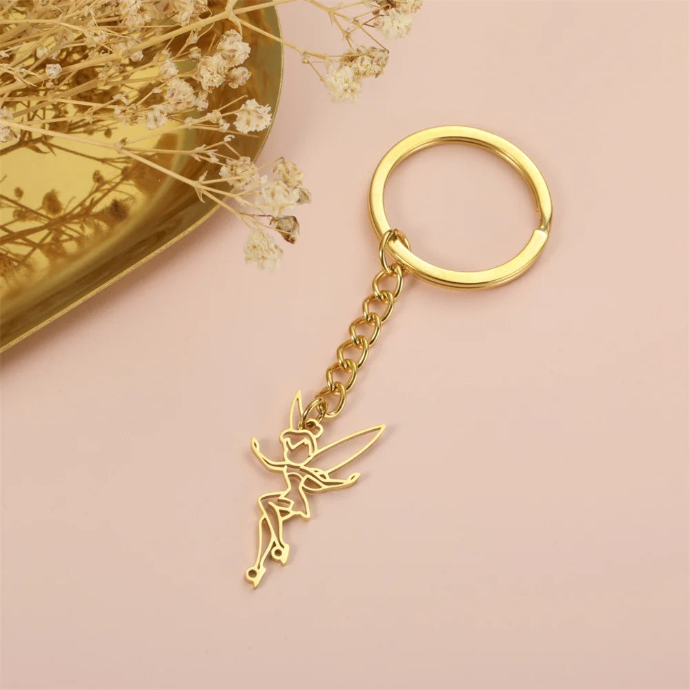 My Shape Fairy Keychain Creative Fantasy Elf Key Ring for Women  Stainless Steel Bag Car Keychain Fashion Jewelry Wholesale