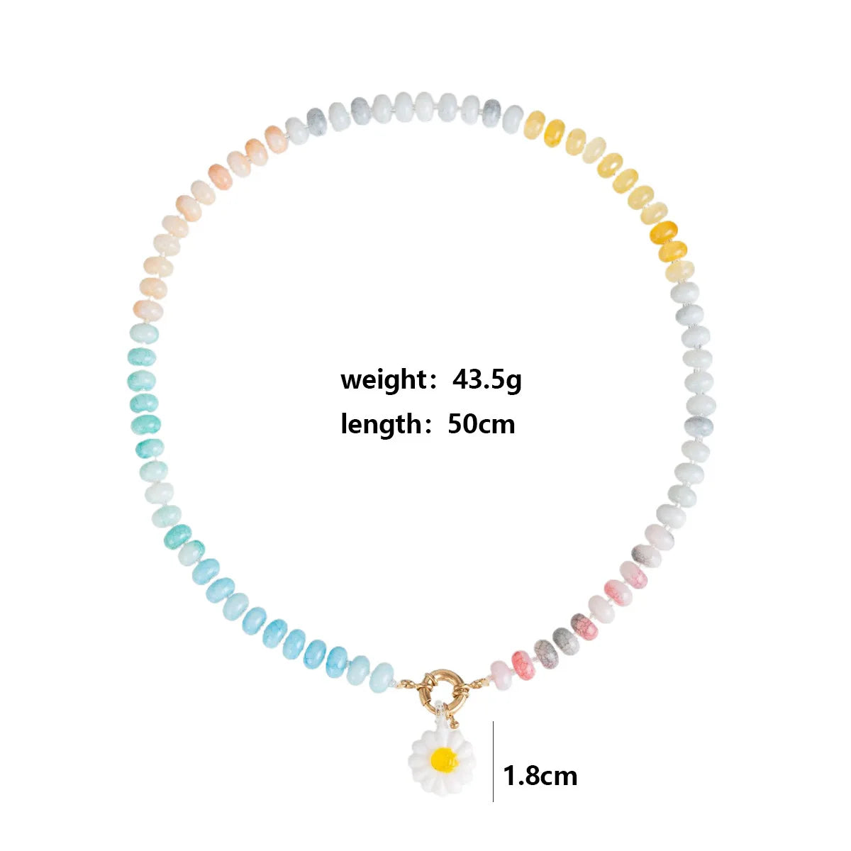 Handmade Colorful Glass Beaded Flower Neckalce Stainless Steel Geometric Natural Stone Pendant Choker Summer Beach Jewelry Gift