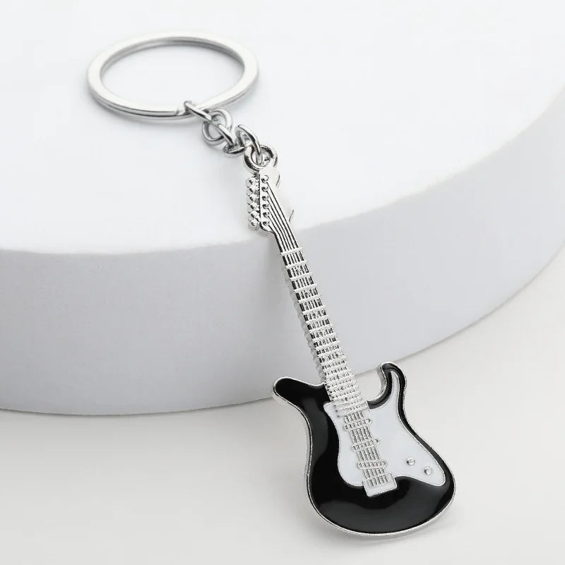 2024 New Guitar Keychain Band Concert Music Festival Souvenir Gift Handbag Schoolbag Pendant Bass Key Rings Wholesale