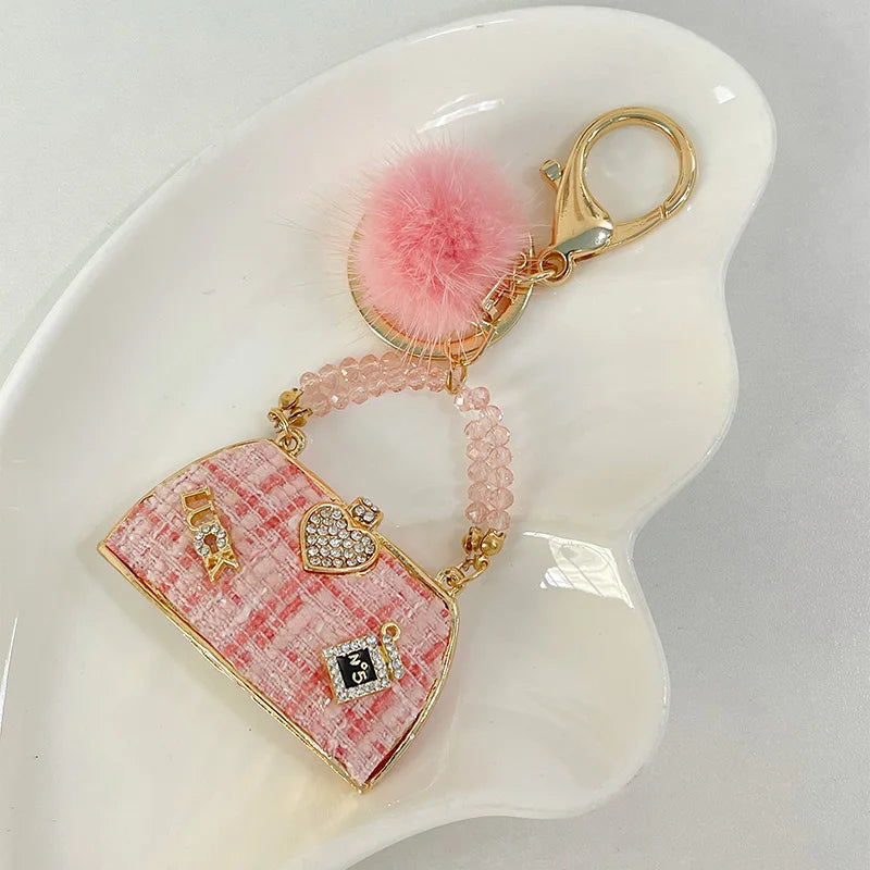 Metal Luxury Bag Keychain Leather Bag Shape Woman's High -end Charm Decoration Supports A Seal Leopard Leather Bag