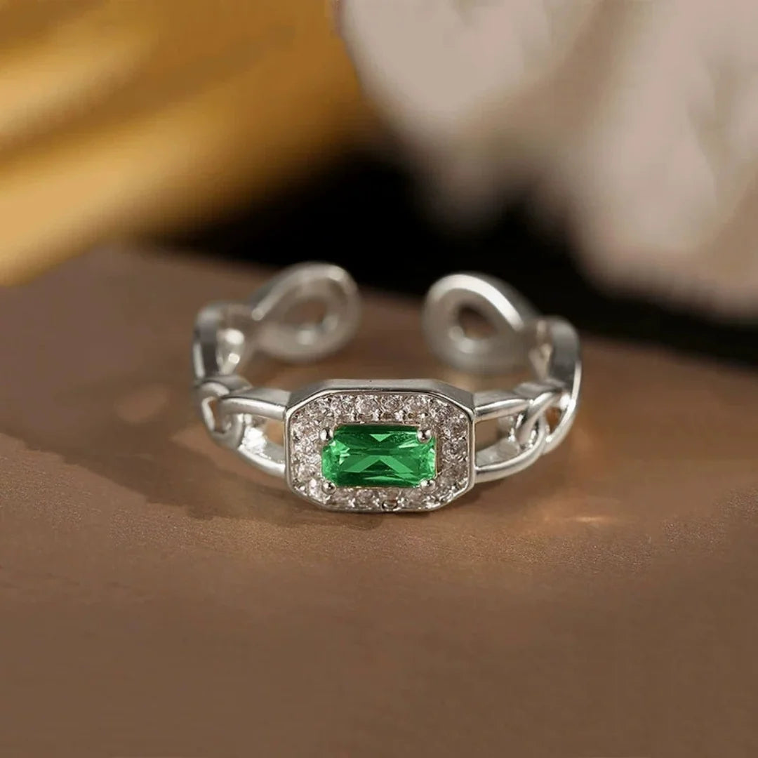Cute Female Gold Color Pink Green Zircon Stone Wedding Rings Promise Open Adjustable Engagement Jewelry For Women