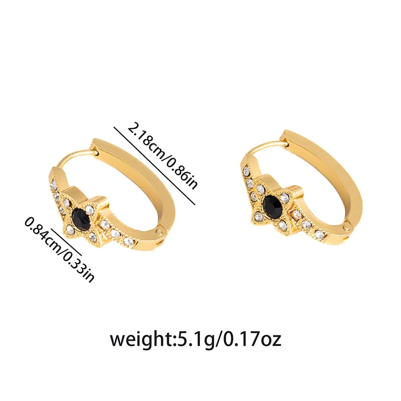 ANENJERY 316L Stainless Steel Colorful Zircon Flower Star Earrings For Women Men Personality French Party Jewelry Gift Wholesale