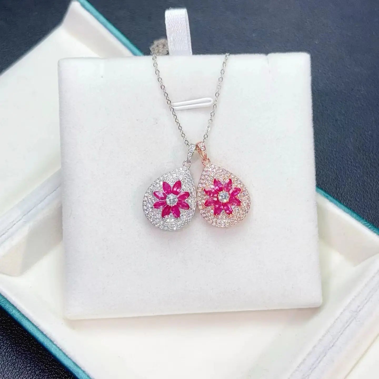 Natural Ruby 925 Silver Pendant with Individual Certificate 2.5x5mm Genuine Ruby from Myanma Luxury Fine Jewelry