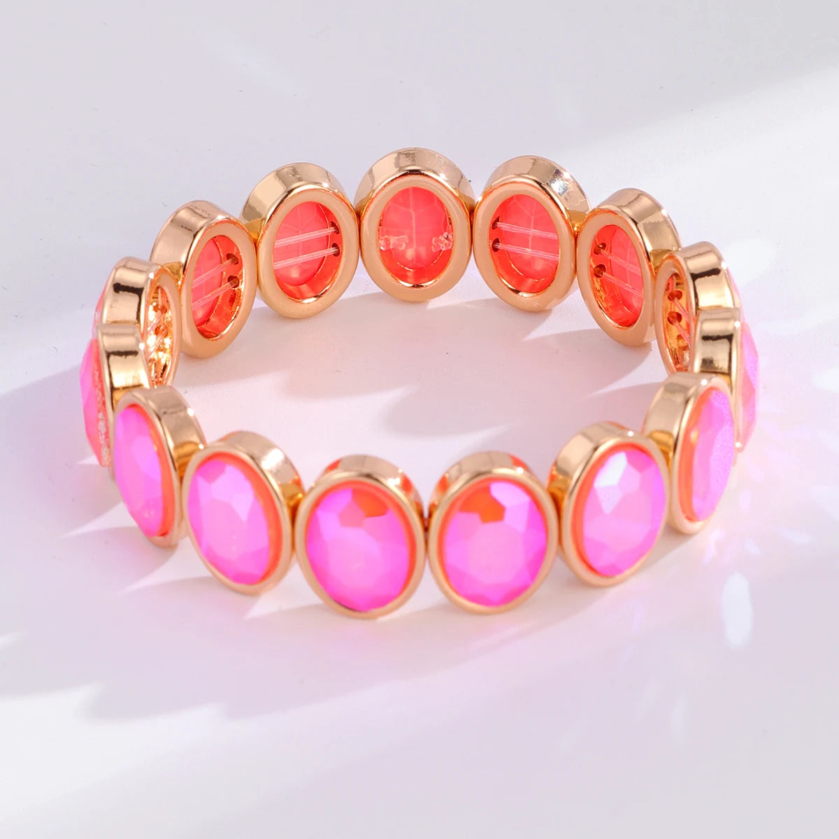 2026 New Arrival Glass Crystal Candy Beads Bracelets Colorful Rhinestone Girl Women Gold Color Bangle Bohemian Style Bracelet