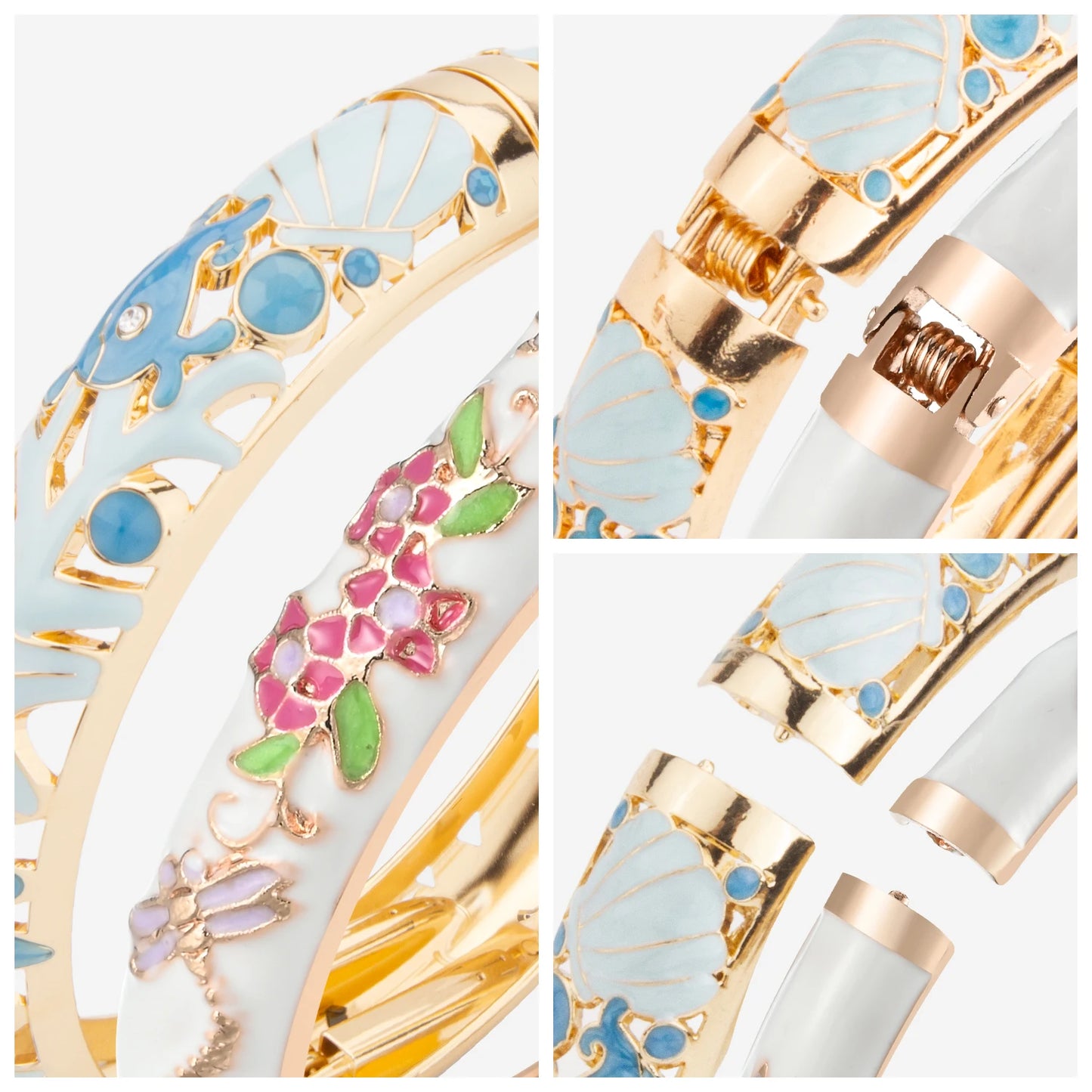 1/2PC Bangle For Women Double Enamel Bangle Set Cloisonne Bracelet On Hand Indian Style Dubai Women's Jewelry Accessories Trendy