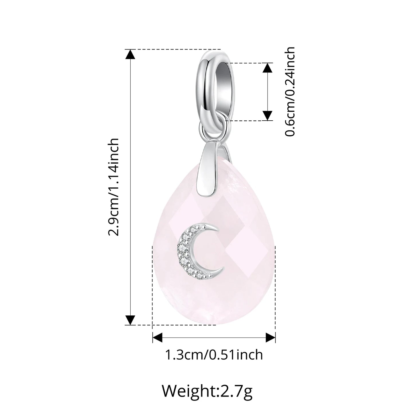 BAMOER 925 Sterling Silver Natural Crystal Pendant fit Original Bracelet DIY Bamoer Charm for Jewelry Making Party Gift
