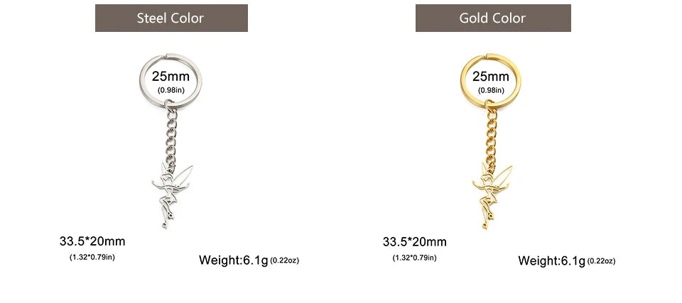 My Shape Fairy Keychain Creative Fantasy Elf Key Ring for Women  Stainless Steel Bag Car Keychain Fashion Jewelry Wholesale