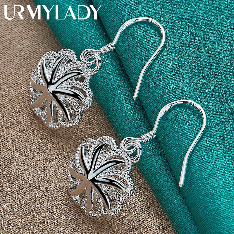 URMYLADY 925 Sterling Silver Flower Earrings For Women Wedding Engagement Party Fashion Jewelry