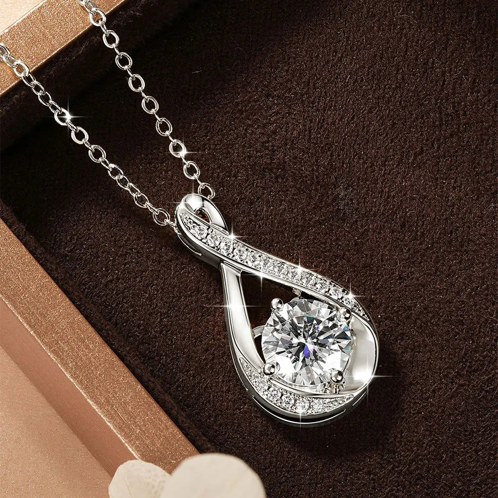 OXTAO Infinity Moissanite Pendant Necklace 8mm&1.2mm D VVS1 for Women 14K Gold Filled Clavicle Chain Necklace Fine Jewelry Gift