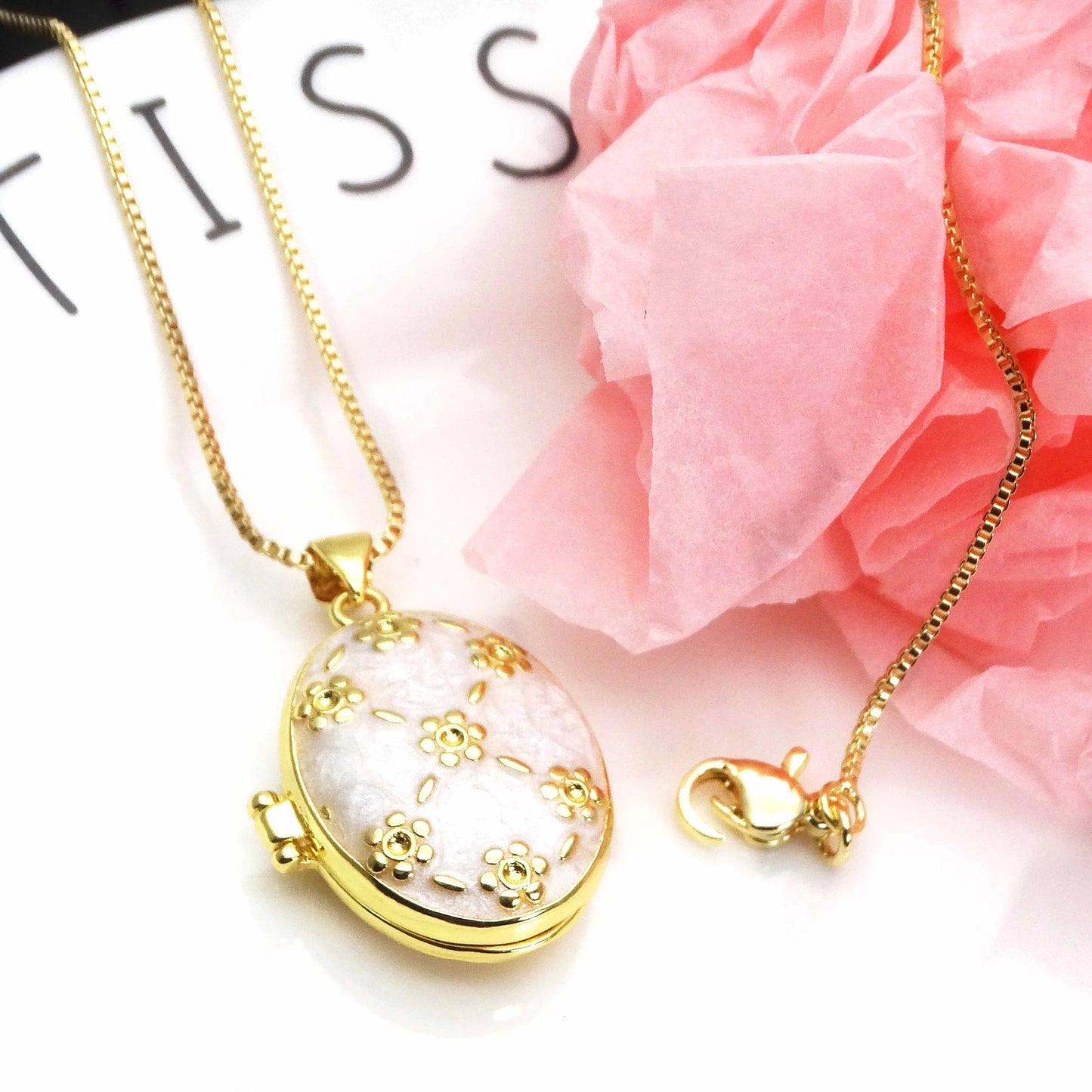 Micro Zircon oil drip photo box Pendant necklace case gaine pendant necklace copper chain jewelry necklace