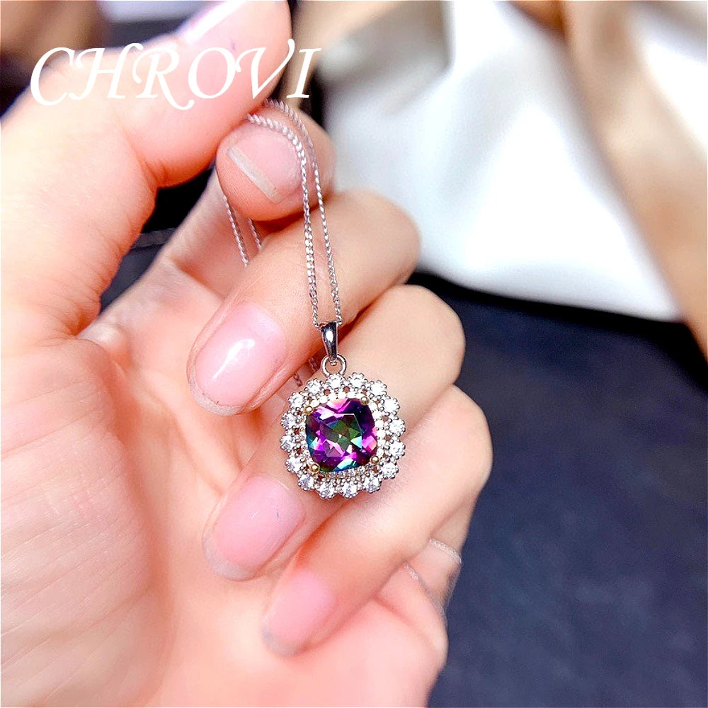Luxury-Style 925 Sterling Silver Colorful Crystal Stone Set - Sky Blue Necklace, Ring Pendant, Stud Earrings for Women
