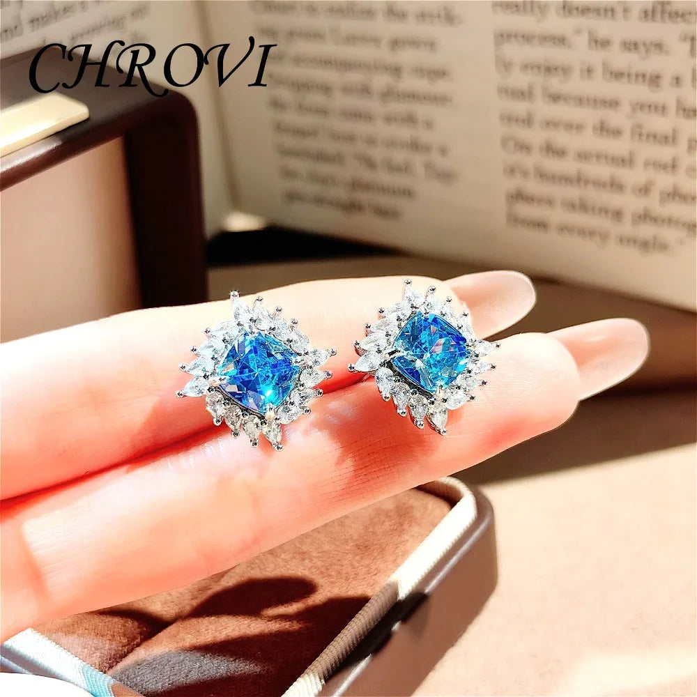 Light Luxury 925 Sterling Silver Set, Diamond Ring for Women, Elegant Pendant Necklace, Gemstone Stud Earrings