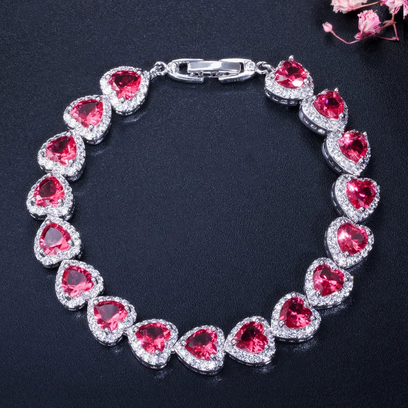 ThreeGraces High Quality Shiny Blue Cubic Zirconia Fashion Love Heart CZ Tennis Bracelet for Women Luxurious Party Jewelry BR361