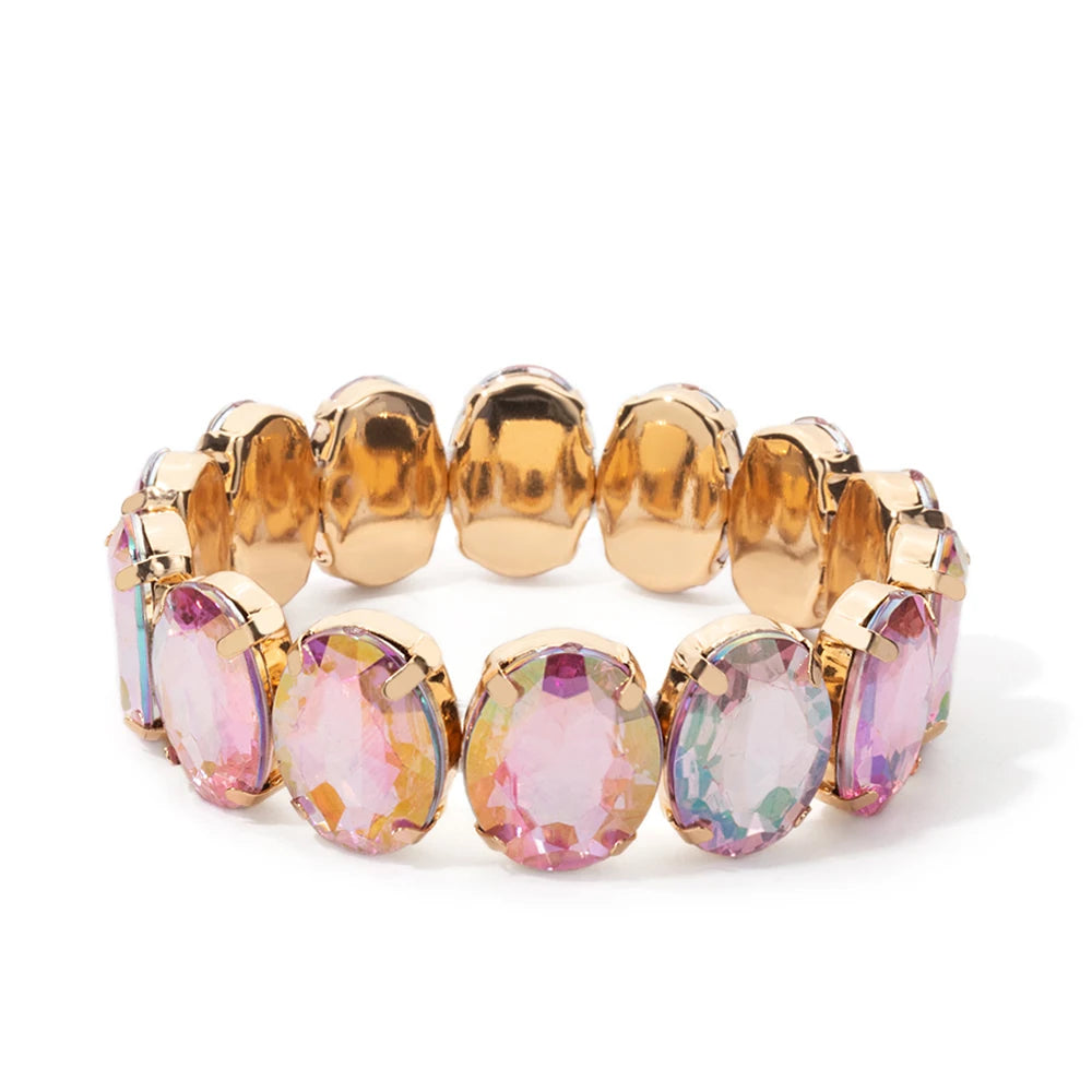BEUTIFOR New Arrival 18mm Colorful Rhinestone Drop Bracelet for Women Gold Color Copper Prong Setting Crystal Jewelry