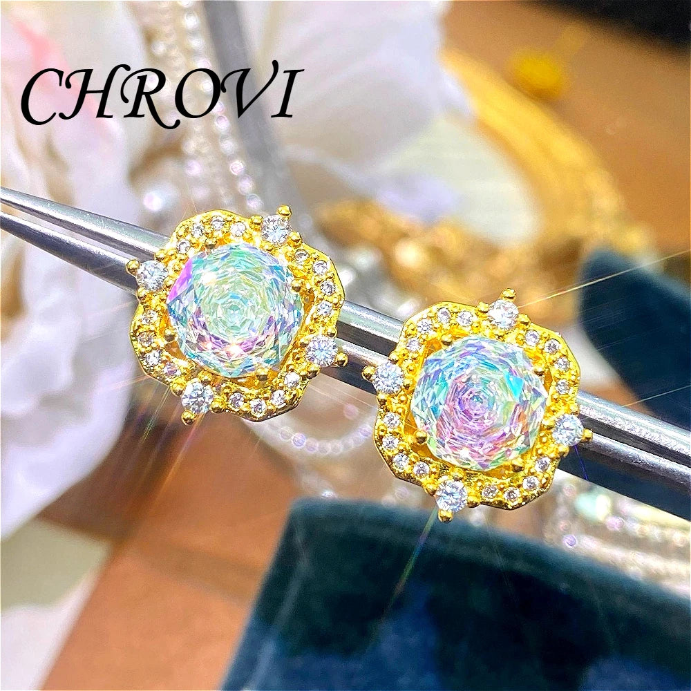 New 925 pure silver millennium rose gold necklace pendant stud earrings and colorful ring set