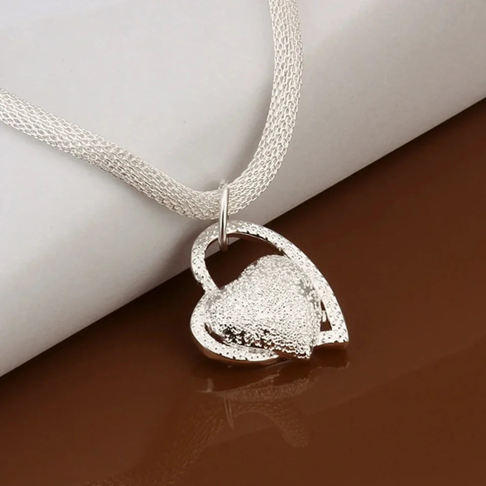 925 Sterling Silver Necklace Gorgeous Charm Fashion Heart Wedding Lady Love for Women Noble Luxury 18 Inches 45cm Jewelry