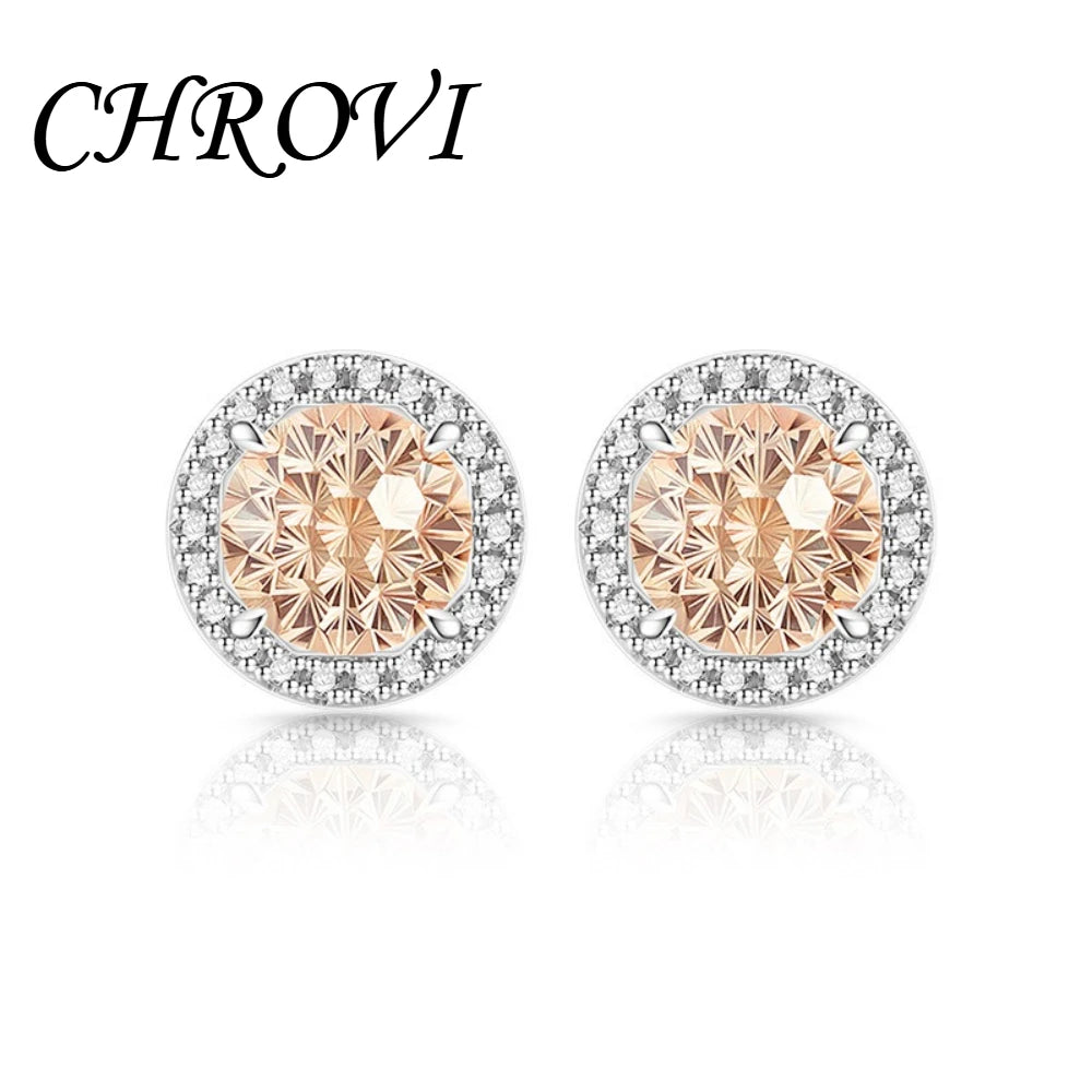 Exquisite 925 sterling silver gemstone-cut princess round earrings with ultra-shiny high-carat diamonds.