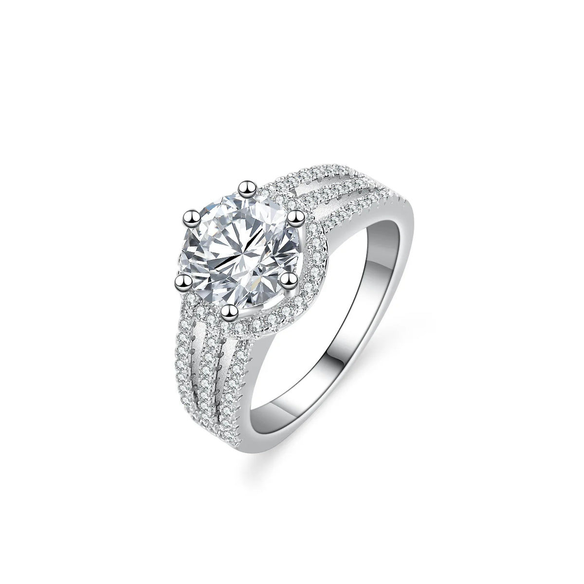 Luxury Round 2CT 8mm VVS D COLOR Moissanite Lab Diamond Ring For Women S925 Sterling Silver Wedding Female Rings Engagement Gift