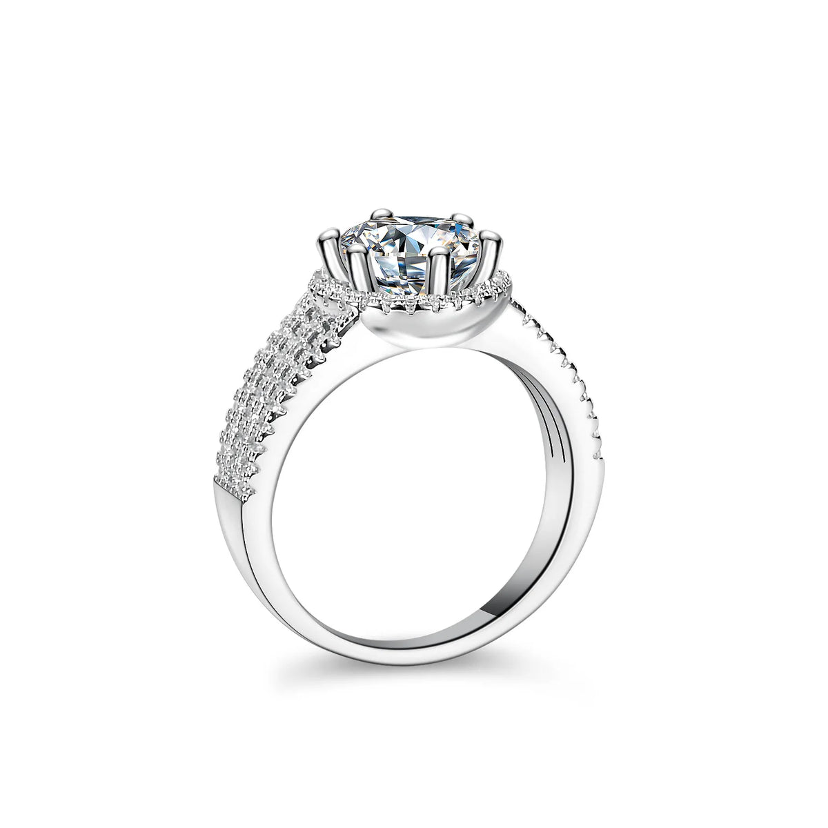 Luxury Round 2CT 8mm VVS D COLOR Moissanite Lab Diamond Ring For Women S925 Sterling Silver Wedding Female Rings Engagement Gift