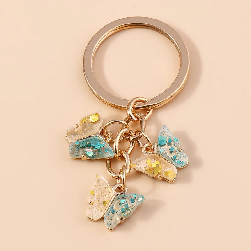 Cute Colorful Butterfly Keychains Enamel Animal Keyrings Souvenir Gift for Women Men Handbag Pendants Key Chains DIY Accessories