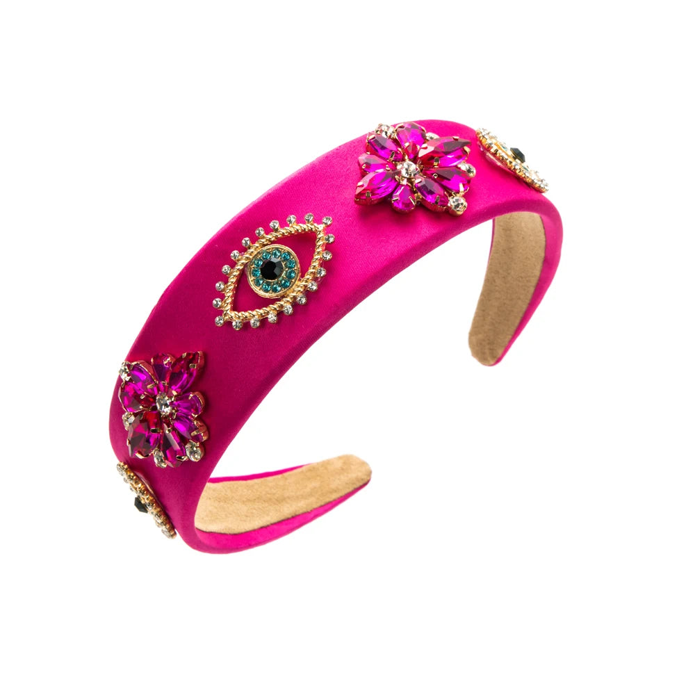 Fashion New Retro Baroque Hair Band Female Personality Devil Eye Flower Creative Headband Pressed Hair Accessories