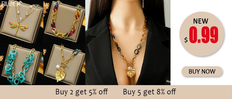 EILIECK 316L Stainless Steel Heart Love Pearl Pendant Necklace For Women Fashion Multilayer Neck Chain Jewelry Gift Collier