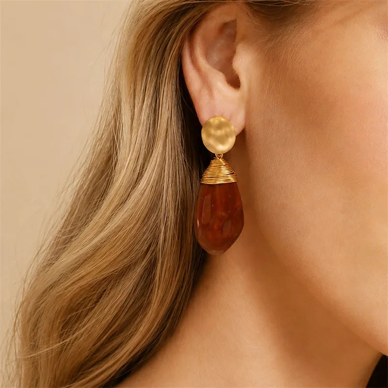 EILIECK Fashion New Resin Vacation-Style Stud Earrings For Women Elegant Ear Dangle Handmade Jewelry Accessories Party Gift