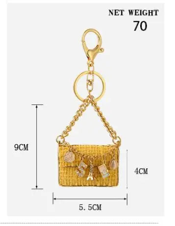 Luxury CC Eiffel Tower Car Key Chains Women Bag Handbag Pendants Plush Keychain Gift Jewelry