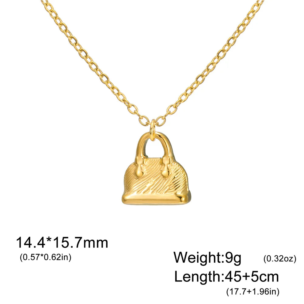 My Shape Fashion Handbag Necklace for Women Ladies Lovely Purse Shape Pendants Chain Stainless Steel Jewelry Party Gift Trendy