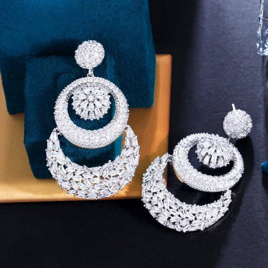 ThreeGraces Luxury Shiny Cubic Zirconia Long Big Chunky Bridal Wedding Statement Earrings for Women Fashion Party Jewelry E1122