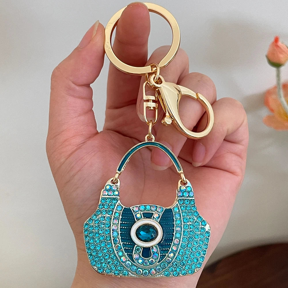 Luxury Women's Rhinestone Bag Key Ring Handbag Pendant Car KeyChain Souvenir 2024