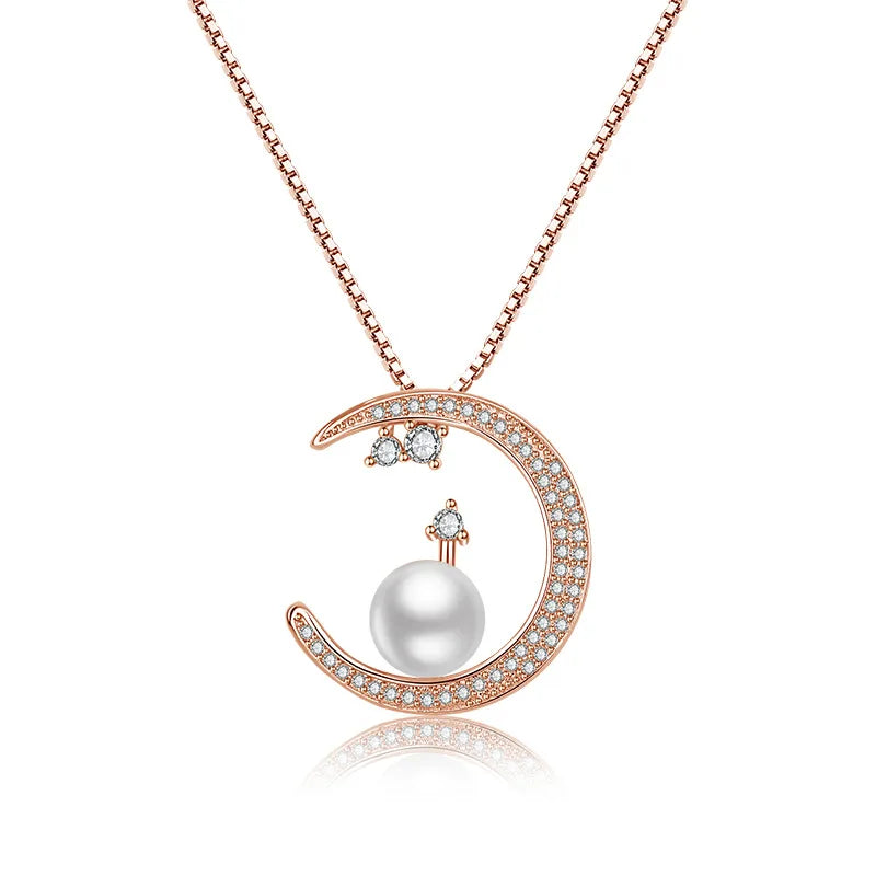925 Sterling Silver Necklace Pendant 5A zircon Moon High Quality Fashion Jewelry For Women Men Wedding Birthday Party Gift