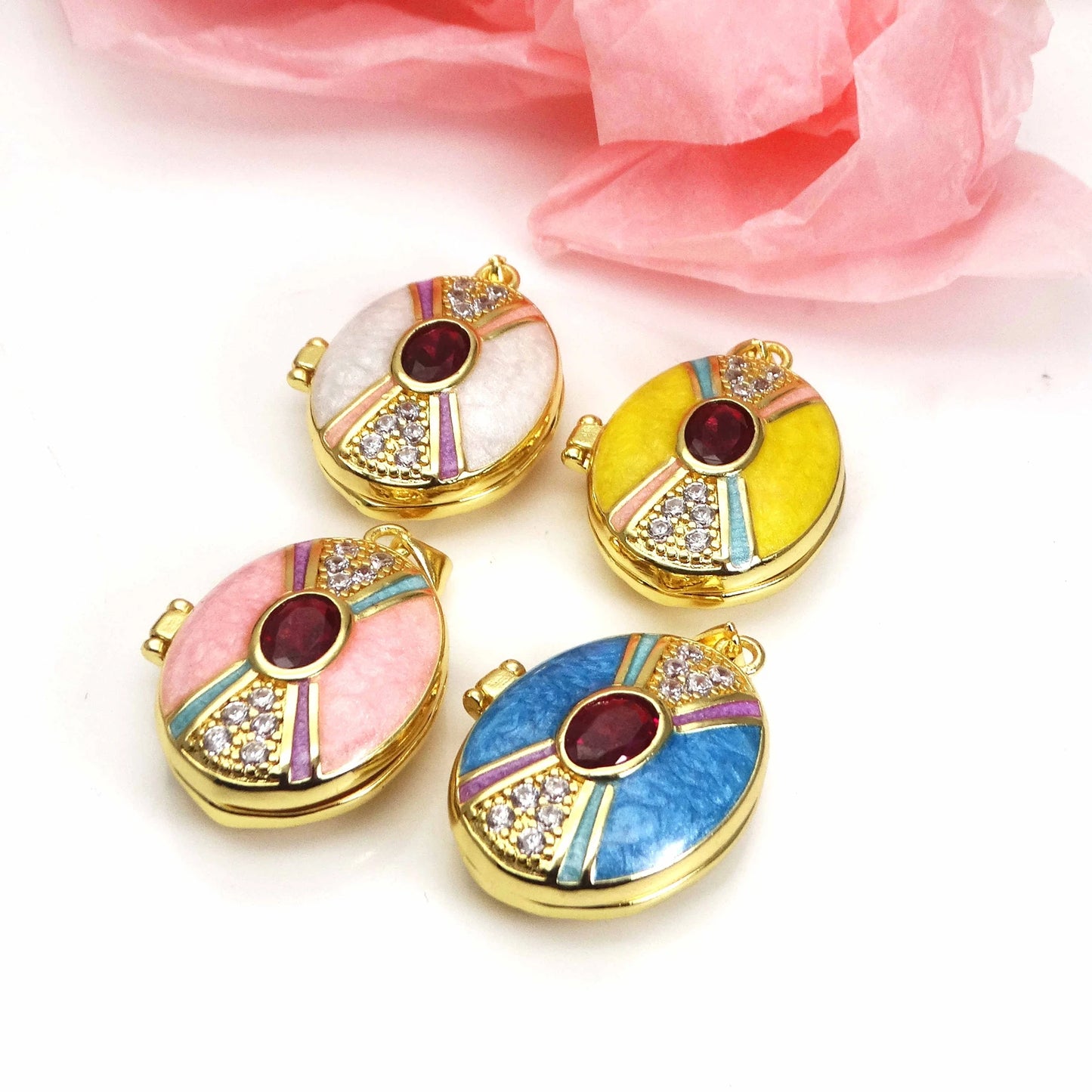 Micro Zircon oil drip photo box Pendant necklace case gaine pendant necklace copper chain jewelry necklace