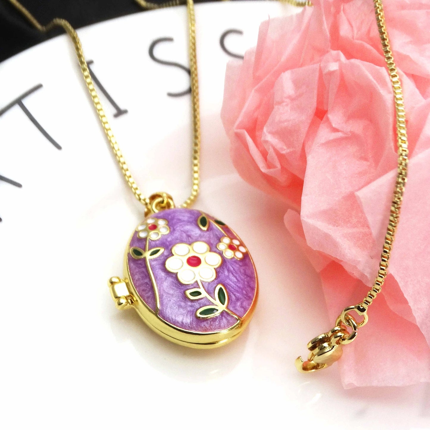Micro Zircon oil drip photo box Pendant necklace case gaine pendant necklace copper chain jewelry necklace