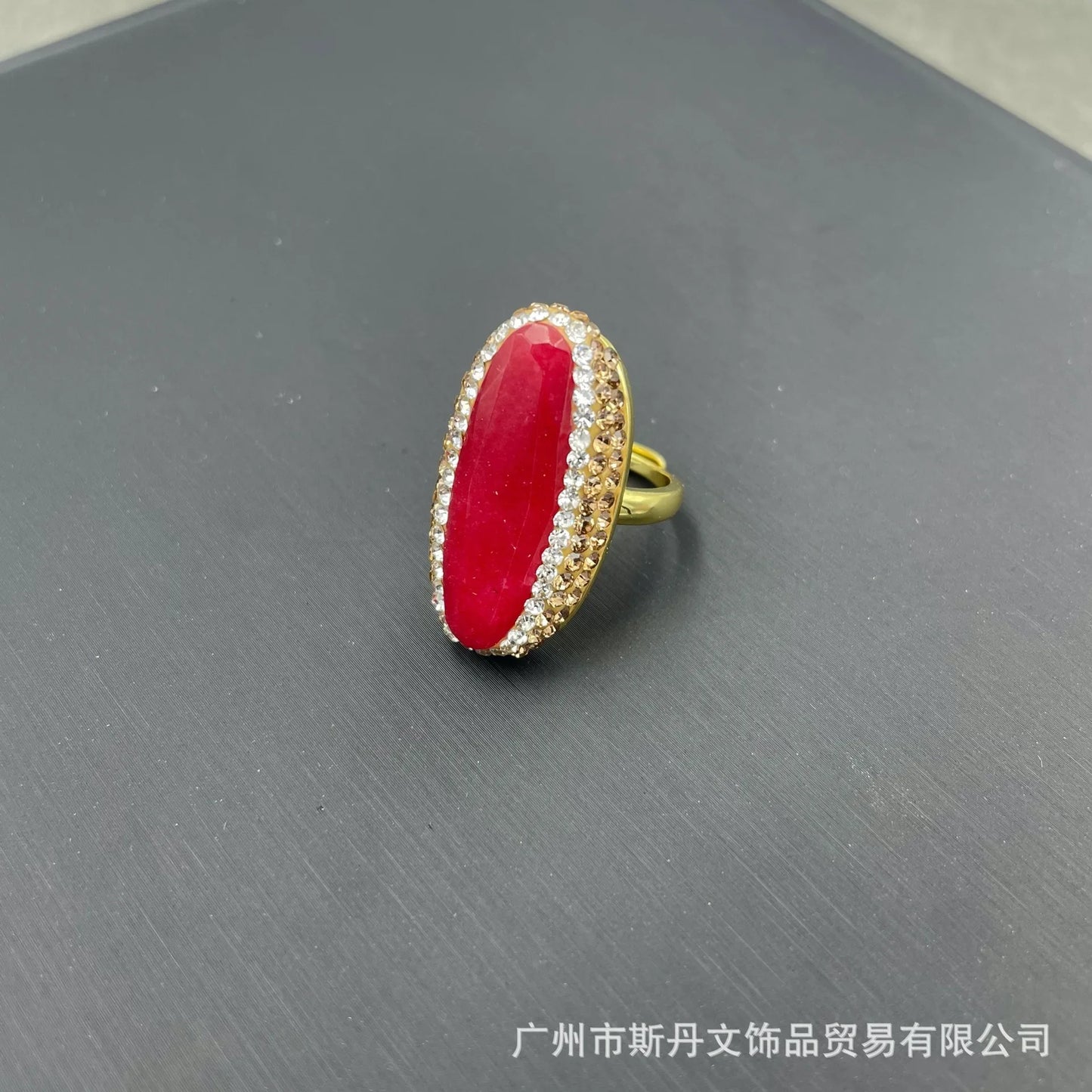 Manufacturer wholesale natural malay jade set tourmaline rough stone inlay fashion light luxury niche live broadcast supply thre