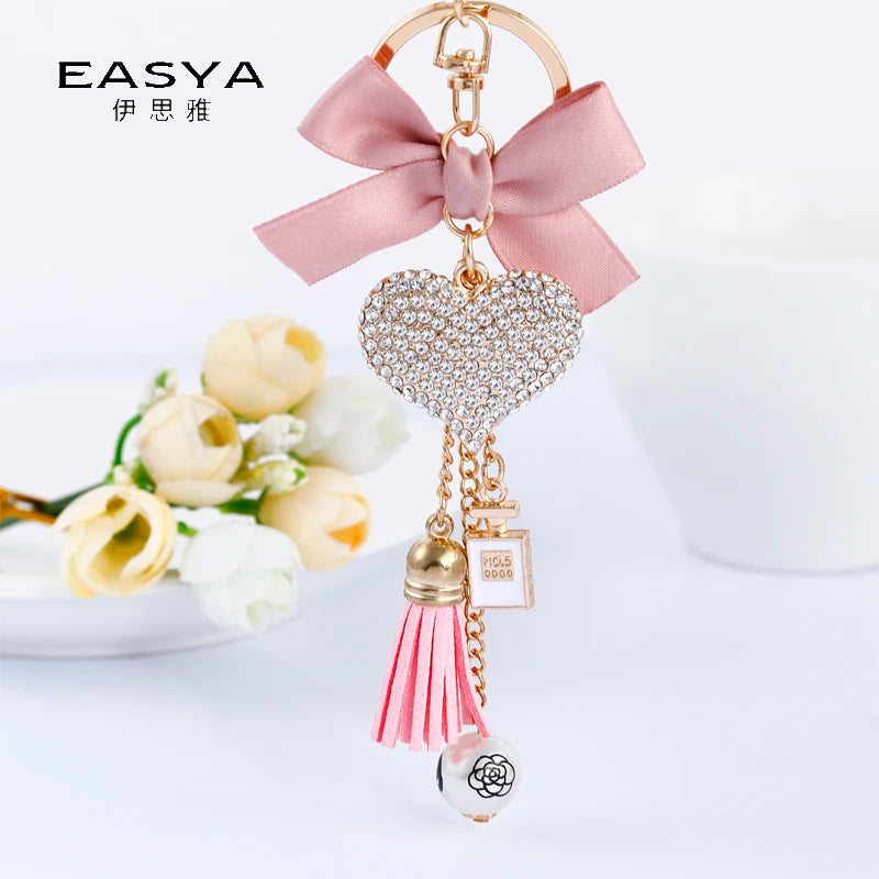 Easya New Pink Bow Love Keychain Backpack Luxury  Jewelry Gift