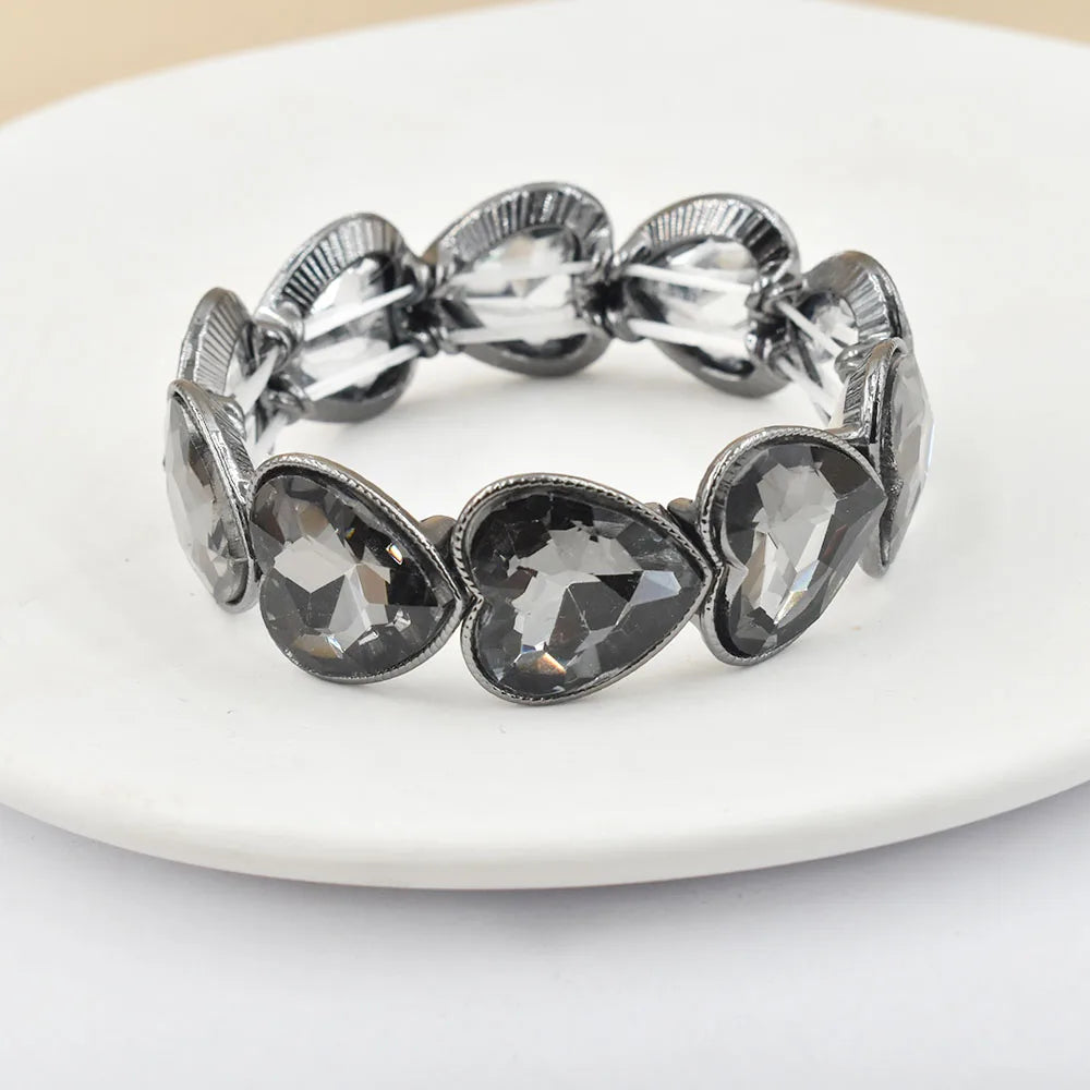 2026 New fashion crystal Women bracelet geometry thread red white blue charms elastic band heart shaped glass Atmospheric Love