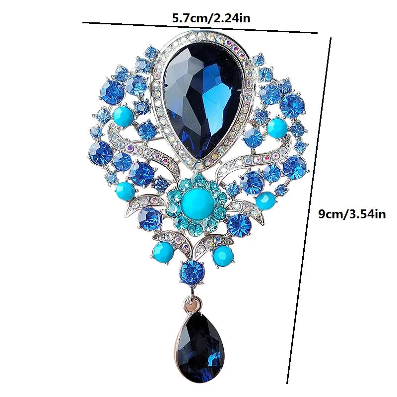 1PC Women's Fashion Charm Full Diamond Crystal Drop Brooch Suitable for Outdoor Dating, Banquet, Party, Festival Gift-8280
