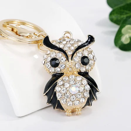 EASYA New Design Crystal Owl Keychain Full Rhinestone Key Ring Key Holders For Women Bag Accessories Cute Animal Car Key Chain