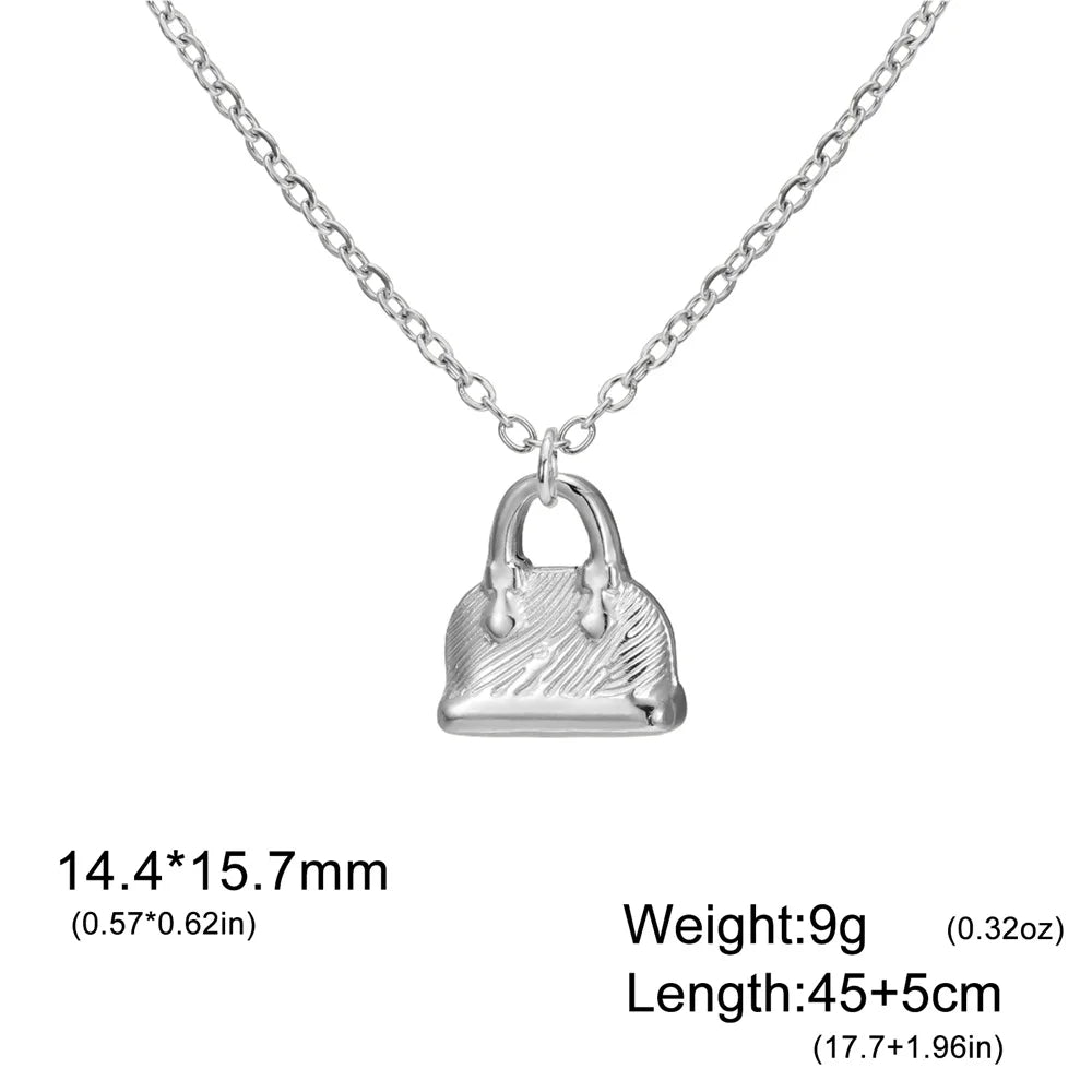 My Shape Fashion Handbag Necklace for Women Ladies Lovely Purse Shape Pendants Chain Stainless Steel Jewelry Party Gift Trendy
