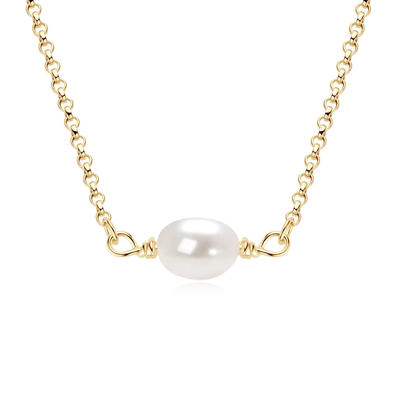 OXTAO Real 925 Silver Necklace Natural Freshwater Pearl Pendant for Women Clavicle Chain Necklace Fine Jewelry Gift wholesale
