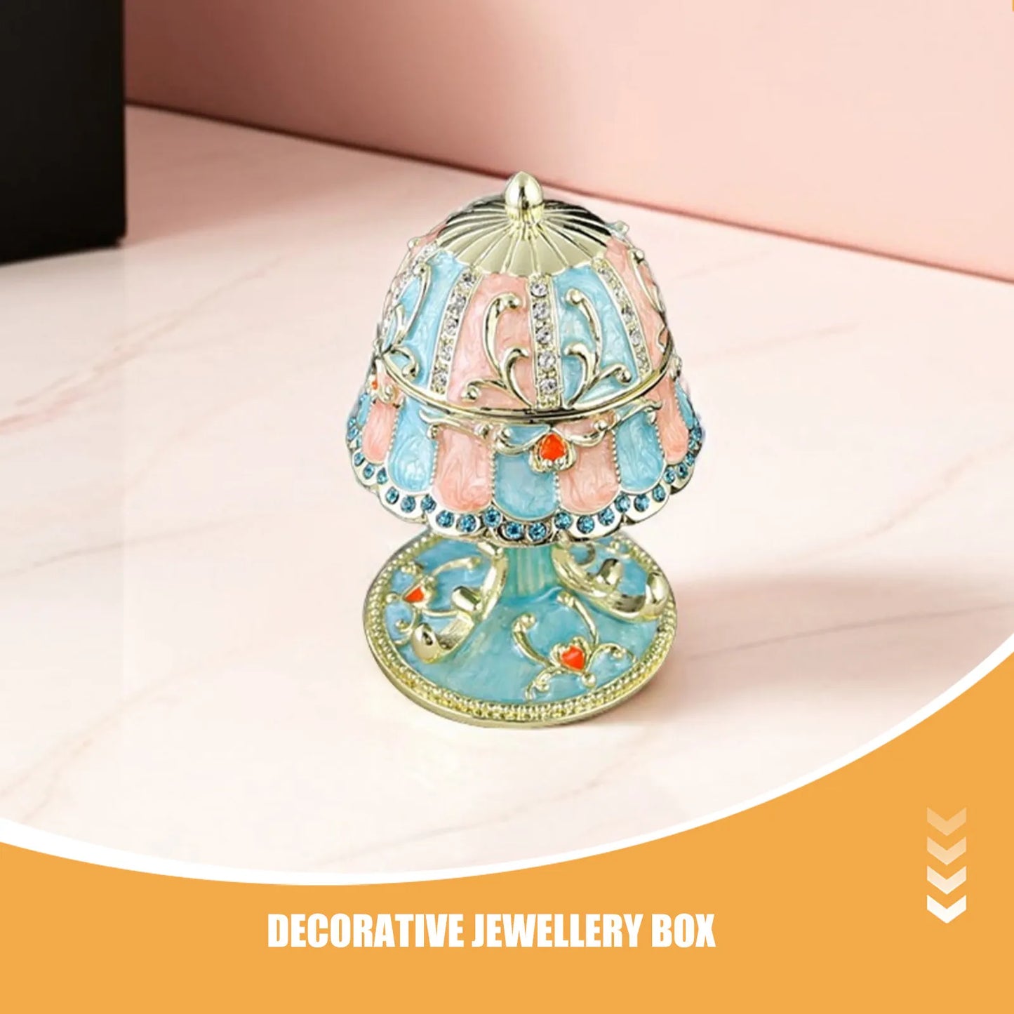 Metal Enamel Jewelry Box Lamp Shaped Jewelry Box With Rhinestones Trinket Case With Lid Vintage Tabletop Keepsake Holder