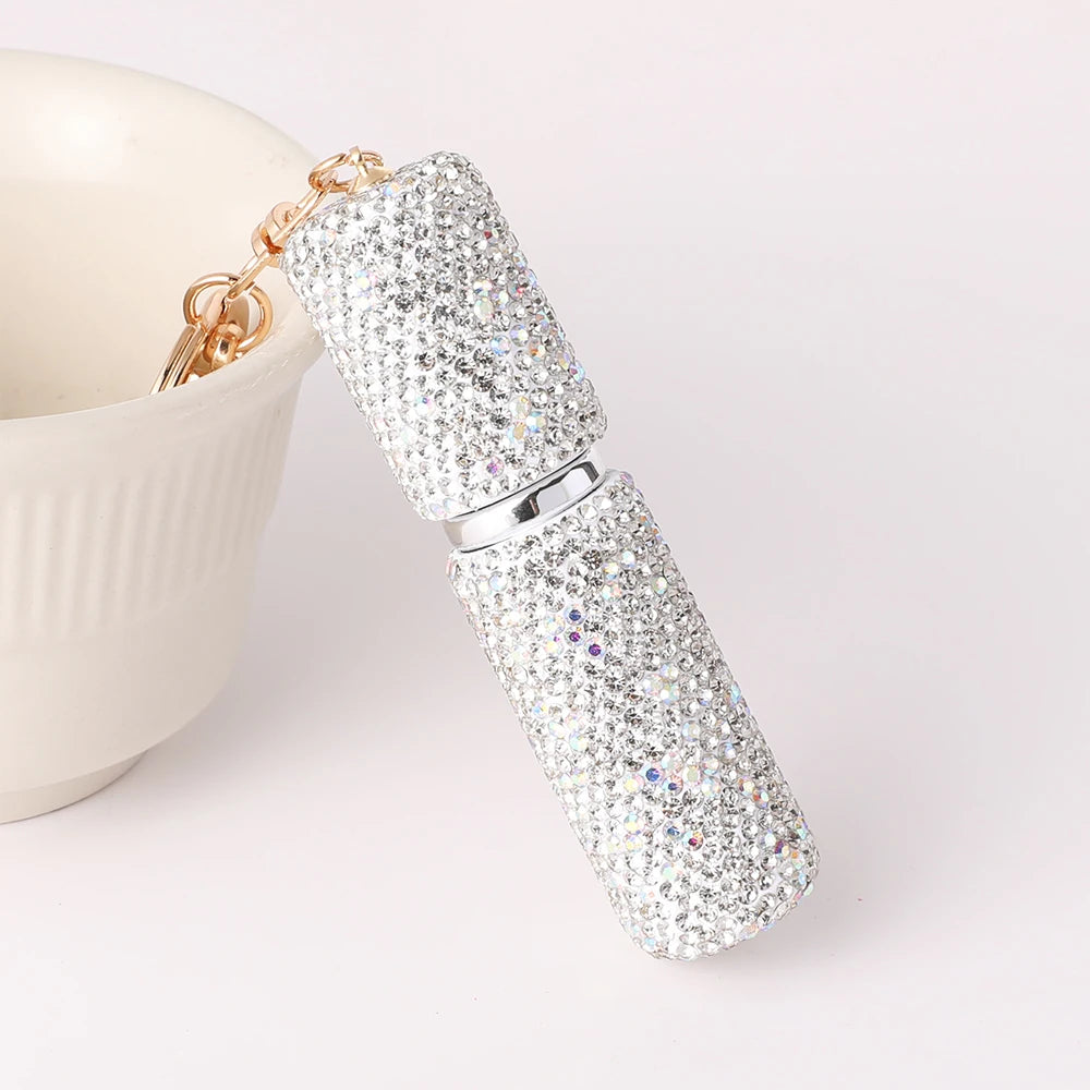2026 New Perfume Bottle Keychain Full Rhinestone Women's Luxury Car Key Ring Y2K Fashion Accessories Creative Pendant