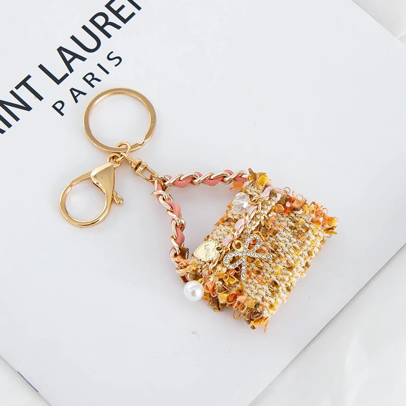 Metal Luxury Bag Keychain Leather Bag Shape Woman's High -end Charm Decoration Supports A Seal Leopard Leather Bag
