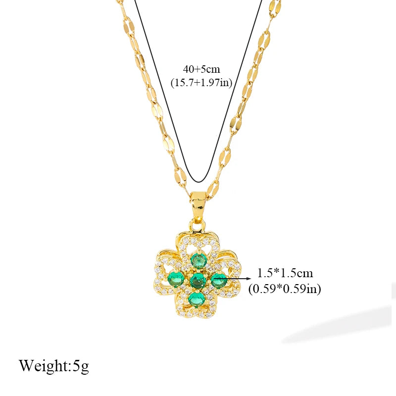 EILIECK New Tulip Flower Cubic Zirconia Chain Necklace Stainless Steel Fashion Collar Necklace Jewelry for Women Bijoux Gift