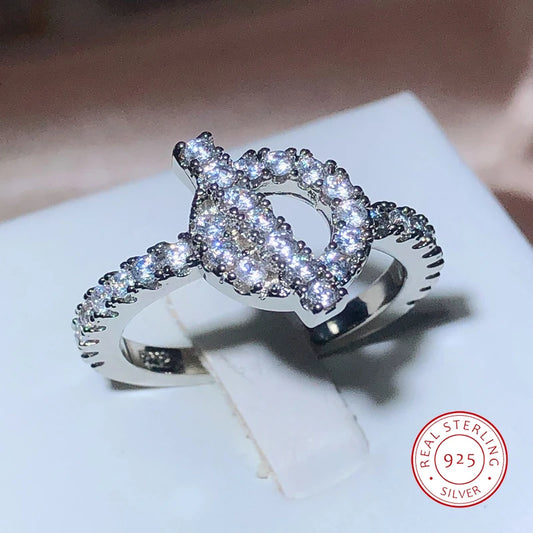 High Quality AAA Cubic Zirconia Rings Luxury Fashion Geometric Symbols Ring For Women Wedding Brand Jewelry Gifts
