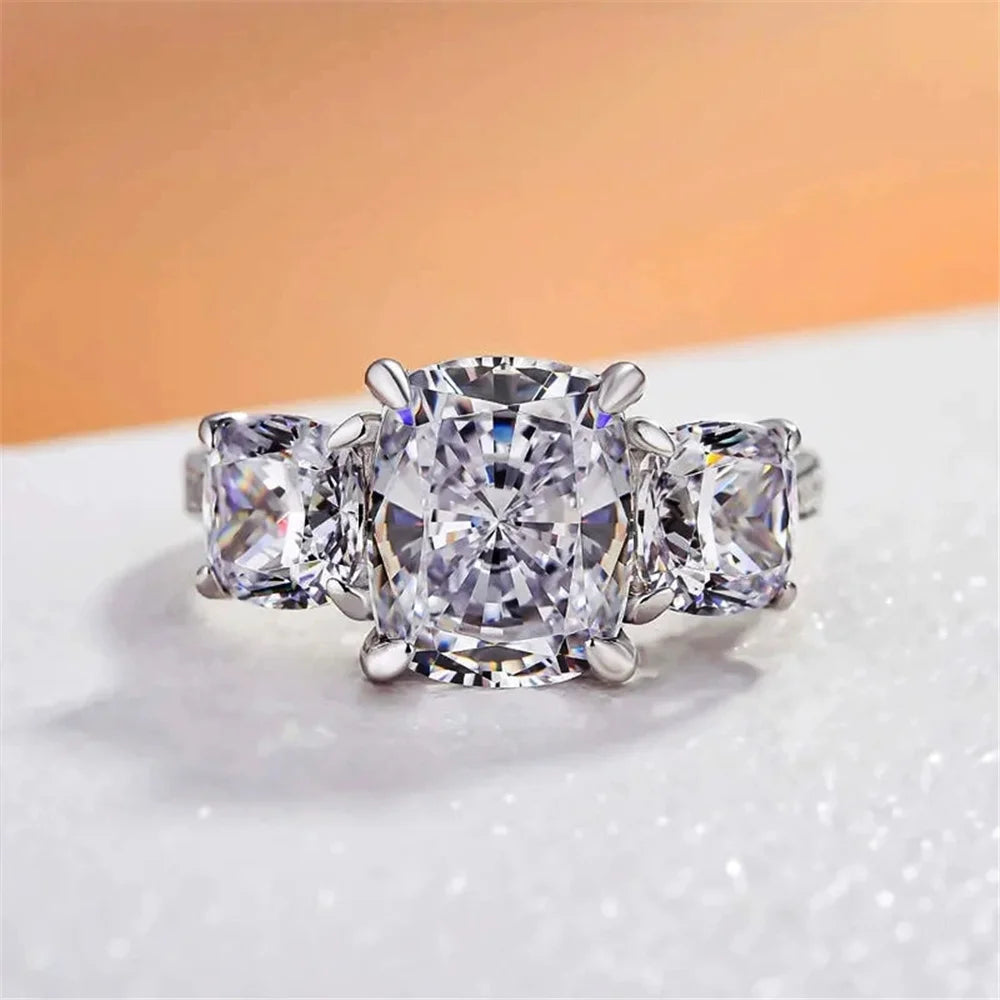 Luxury Female White Zircon Stone Silver Color Wedding Jewelry Promise Love Engagement Rings For Women