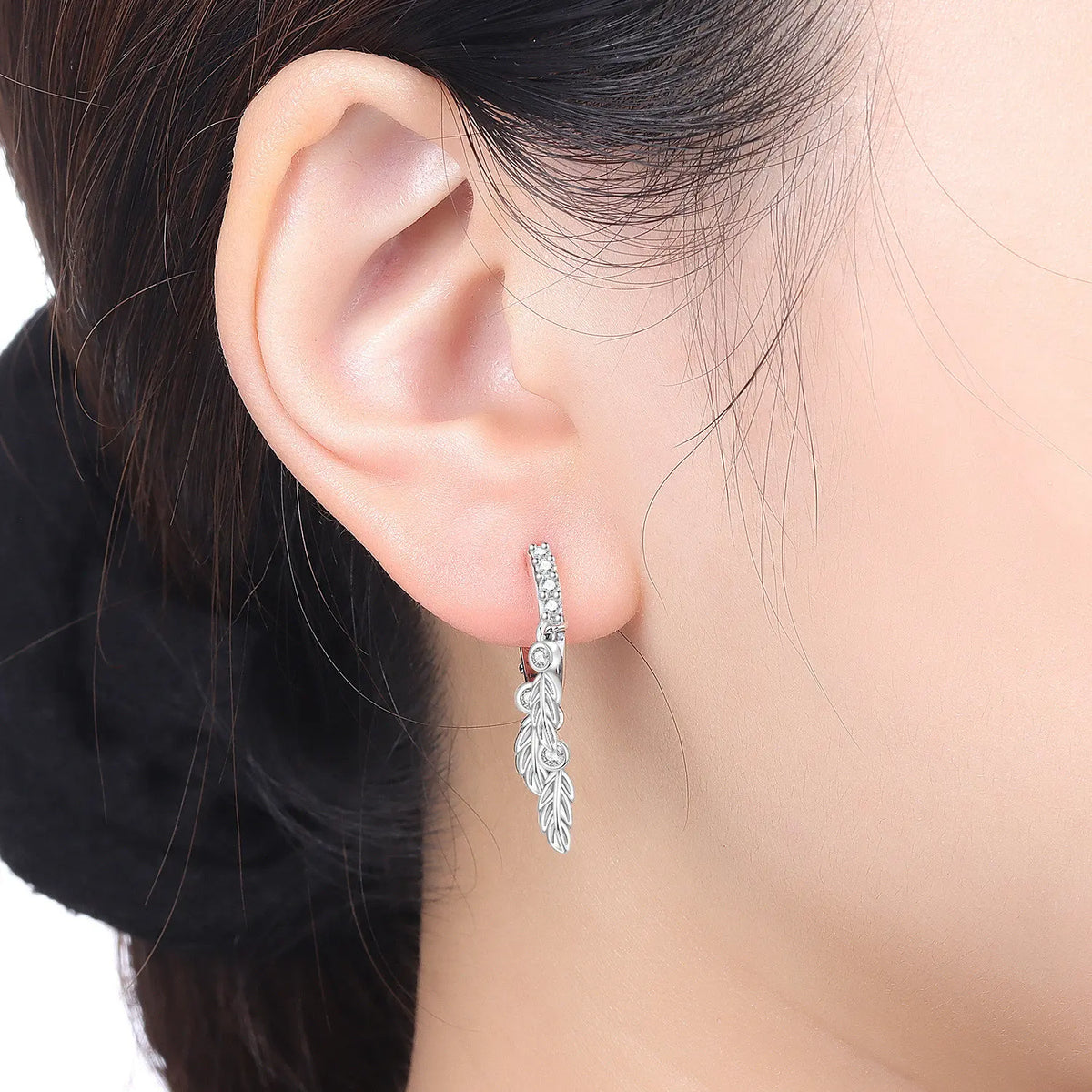 Orstarry 925 Sterling Silver Feather Lucky Symbol Drop Earrings Women Earrings Charm Fashion Versatile Party Jewelry Gifts
